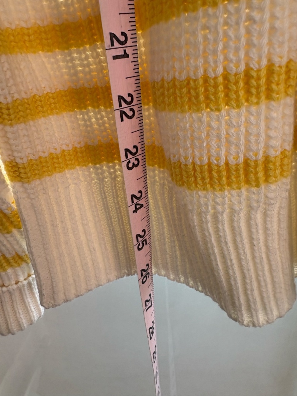 oJe Fresh Breton Stripe Sweater Ivory Yellow Shoulder Buttons XL - Picture 5 of 9